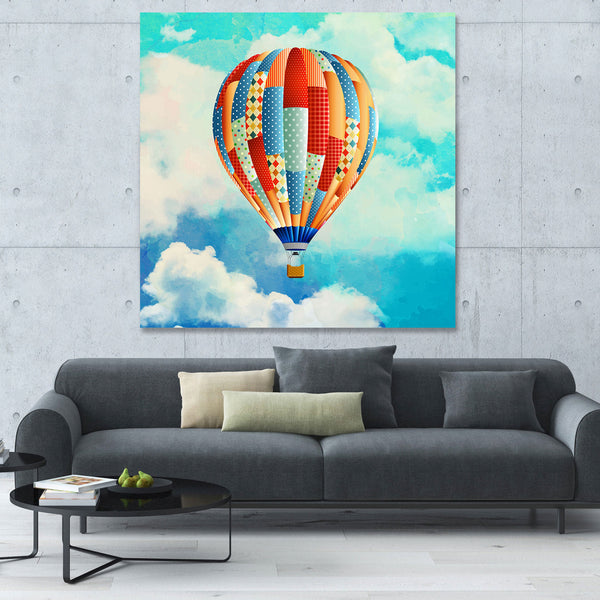 Colored Air Balloon on Sky, Digital Art