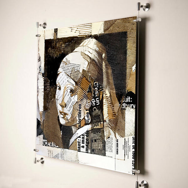 Rereading the Girl with Pearl Earring, Collage/Watercolor