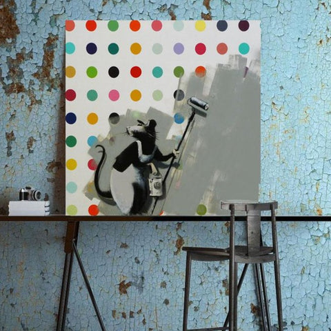 Banksy Rat Spots Damien Hirst, Graffiti