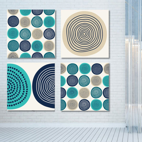 Hand-Drawn Blue Circles Pattern, Digital Art