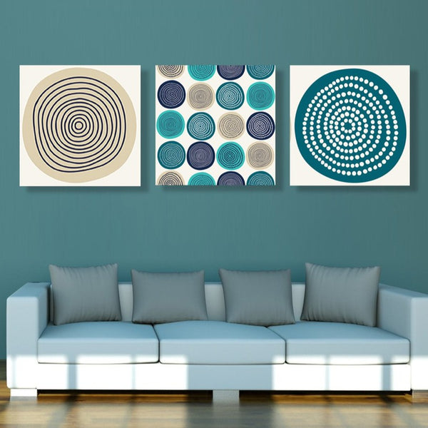 Hand-Drawn Blue Circles Pattern, Digital Art