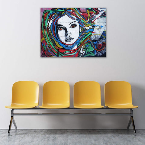 Girl with Multi-Coloring Hair, Graffiti