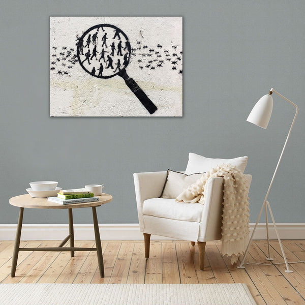Magnifying Glass with People and Ants, Street Art