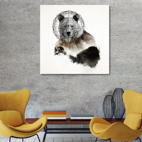 Geo Bear, Watercolor Art