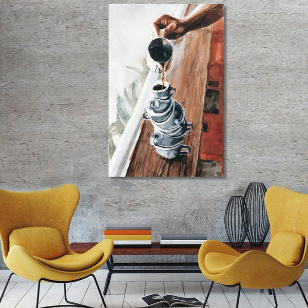 Pouring Happiness, Watercolor Art