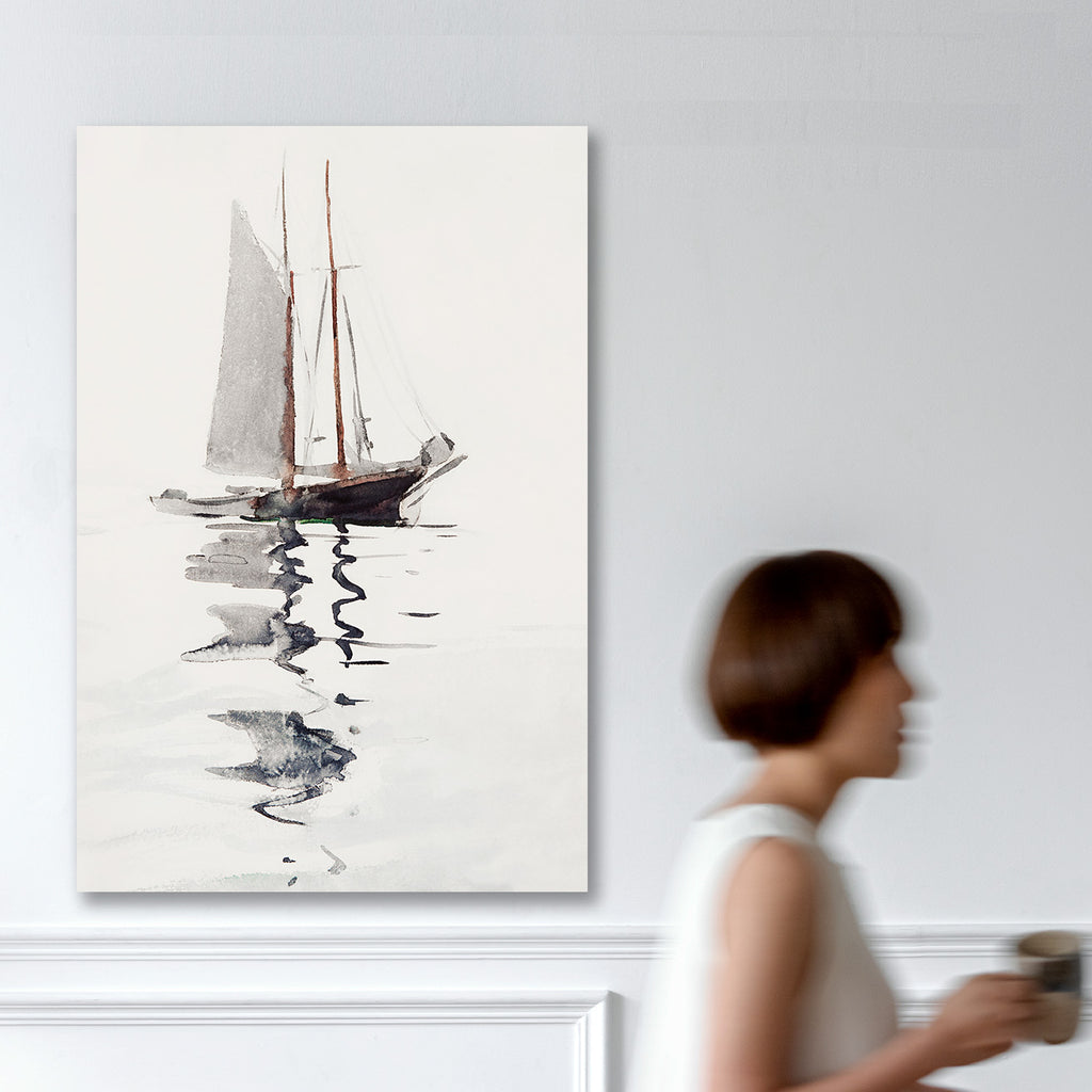 Two–masted Schooner With Dory, Reproduction