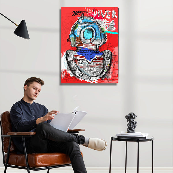 Diver, Jean-Michel Basquiat Inspired Painting