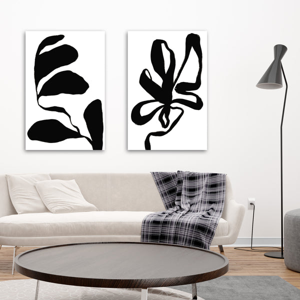 Abstract Plants in Scandinavian Style, ART SET of 2