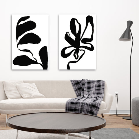 Abstract Plants in Scandinavian Style, ART SET of 2