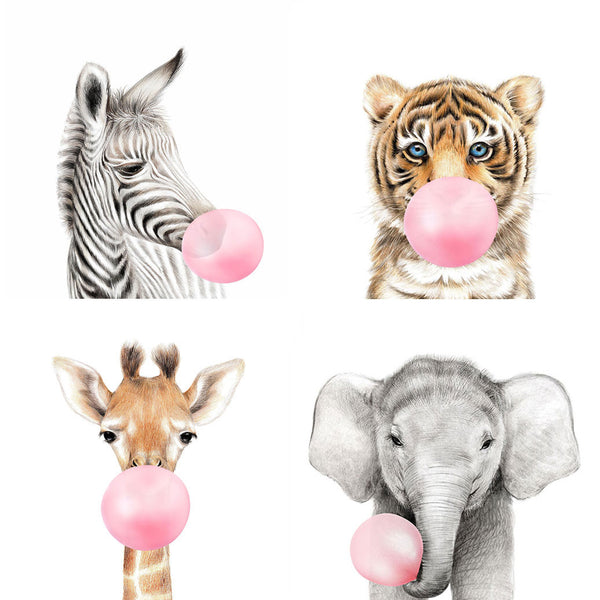 Baby Girl Safari Animals with Bubble, SET