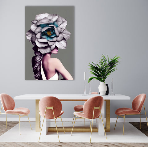 Woman Portrait with Flowers, Digital Art