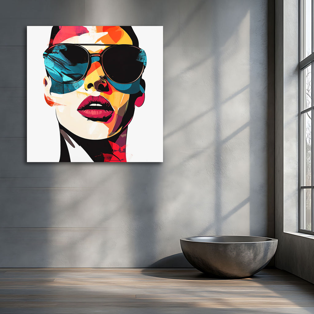 Multicolor Woman Face in Pop Style