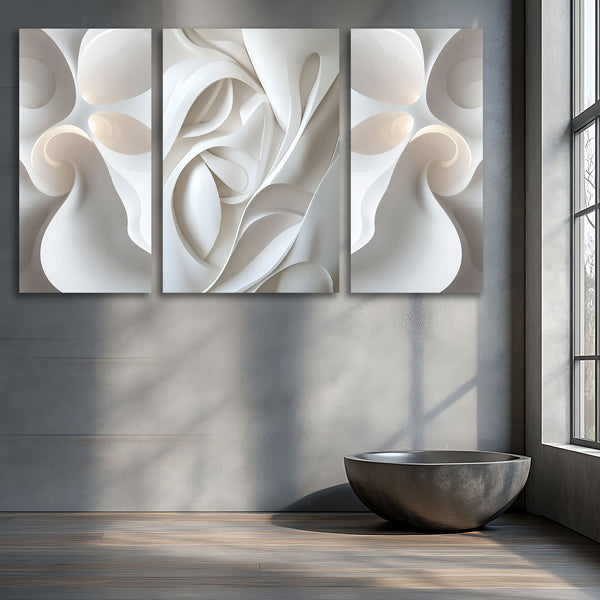 3D Illusion – White Sculptural 2D Art SET