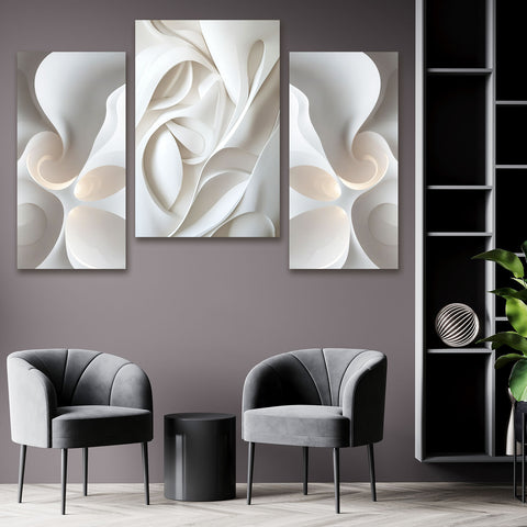 3D Illusion – White Sculptural 2D Art SET