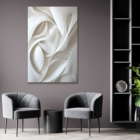 3D Illusion – White Sculptural 2D Art