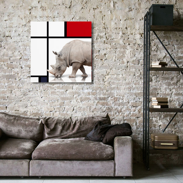 Rhinoceros, Mondrian-inspired Digital Art