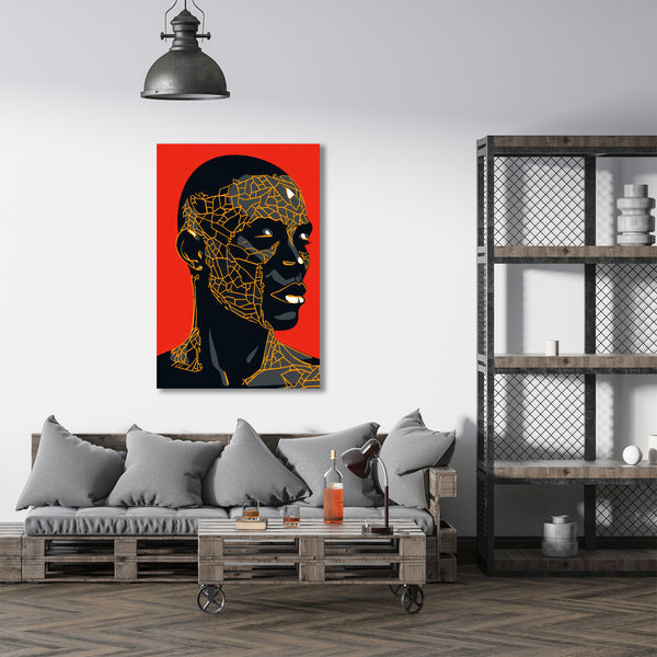 Abstract Man Portrait on Red