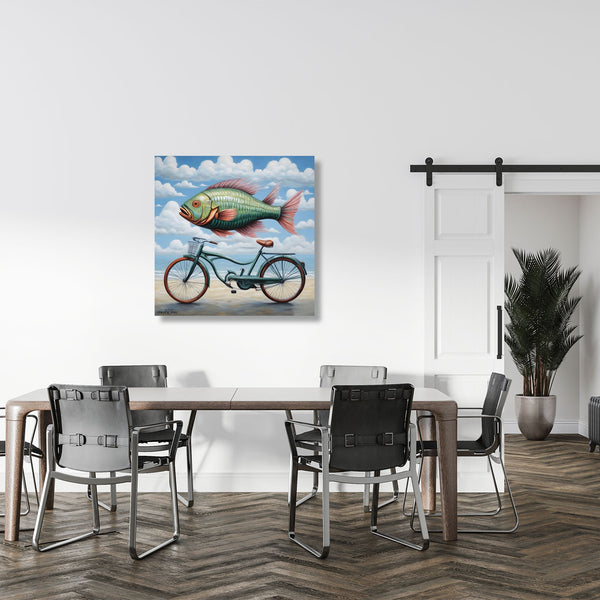 Fish on the Bike, Magritte inspired Art