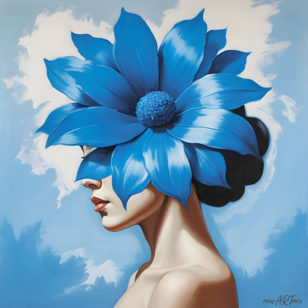 Blue Flower, Magritte Inspired Art