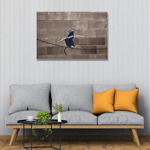 Banksy Tightrope Rat (Rat On The Chain), Graffiti