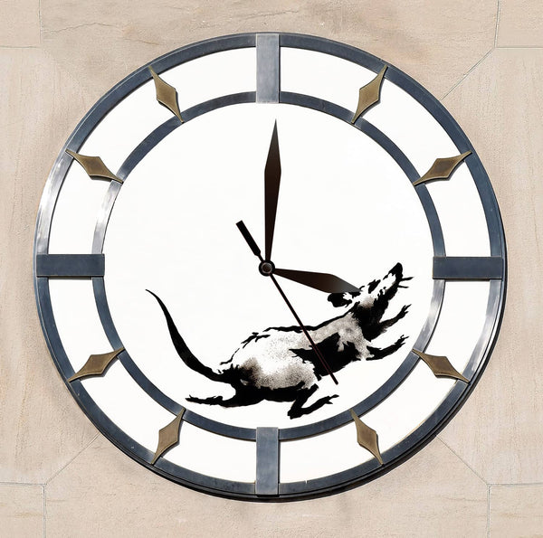 Art CLOCK, Banksy Clock with Rat