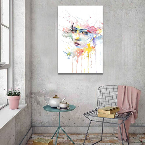 Abstract Women's Face, Watercolor Art