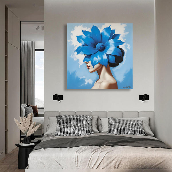 Blue Flower, Magritte Inspired Art
