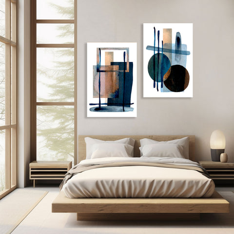 Abstract Watercolor Art Set  in Brown