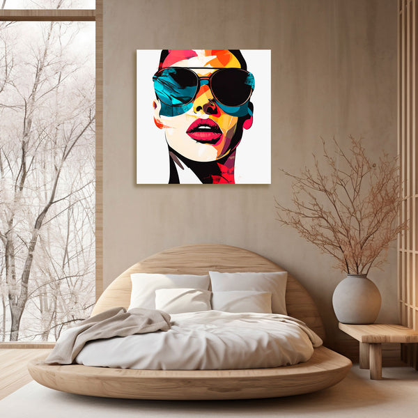 Multicolor Woman Face in Pop Style