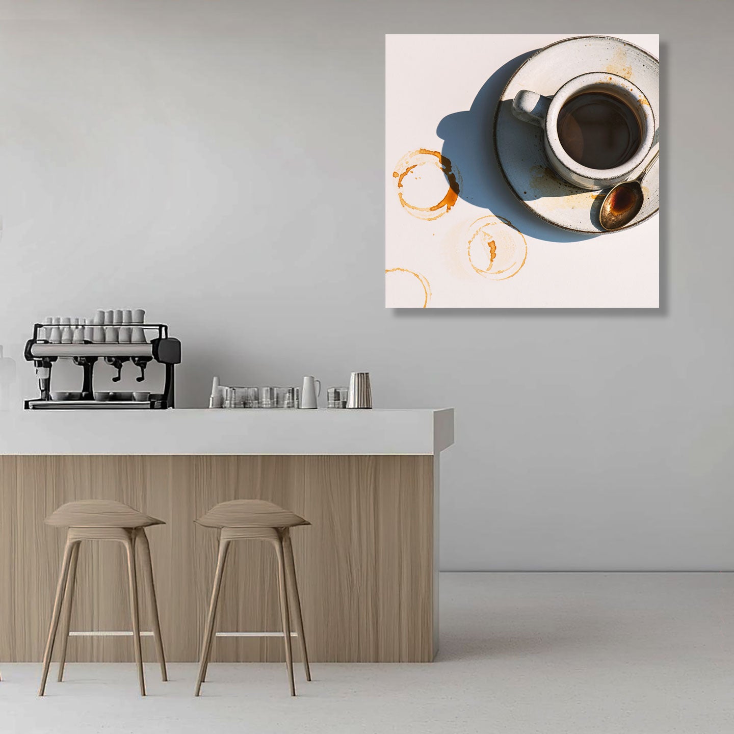 Still Life with Coffee Stains | Extra-large Square Metal Art Print
