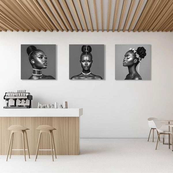 Fashion Models' Portraits, ART SET of 3