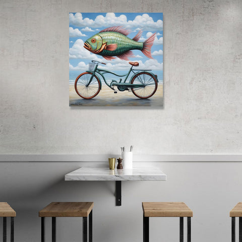 Fish on the Bike, Magritte inspired Art