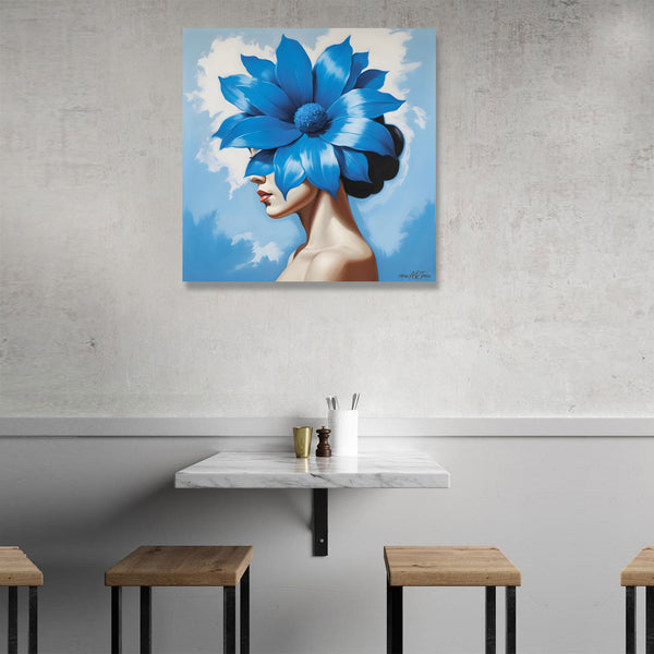 Blue Flower, Magritte Inspired Art