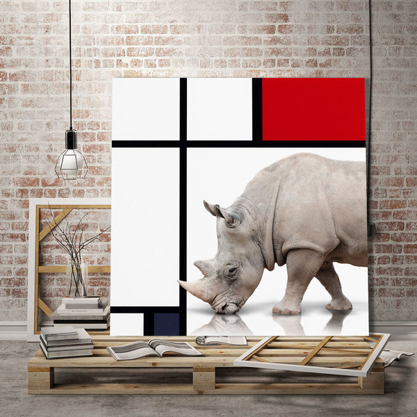 Rhinoceros, Mondrian-inspired Digital Art