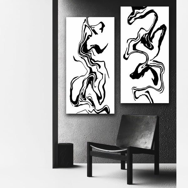 Abstract Black/White Lines SET