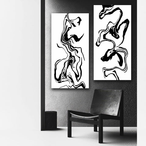 Abstract Black/White Lines SET