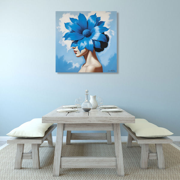 Blue Flower, Magritte Inspired Art