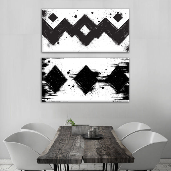 Abstract Black/White Geometry SET