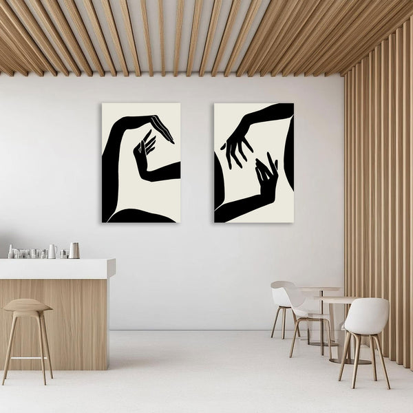 Abstract Hands, Black/White ART SET of 2