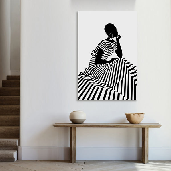 Abstract Black/White Striped Portrait
