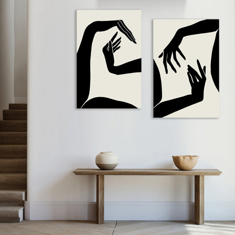 Abstract Hands, Black/White ART SET of 2