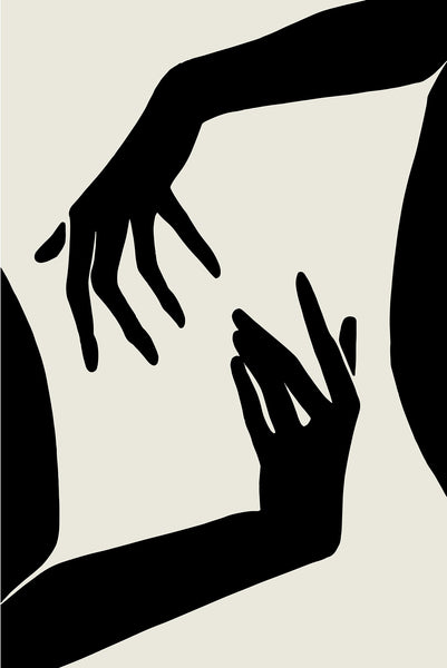 Abstract Hands, Black/White ART SET of 2