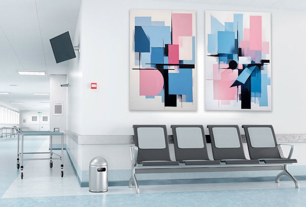 Blue City, Abstract Art Set