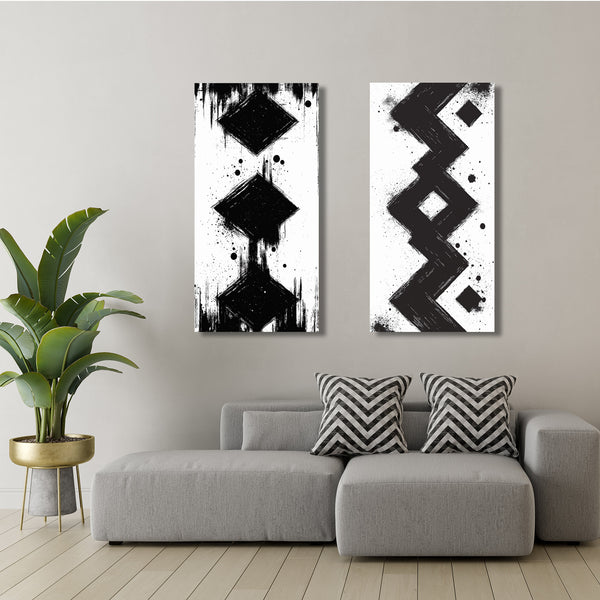 Abstract Black/White Geometry SET
