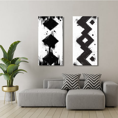 Abstract Black/White Geometry SET