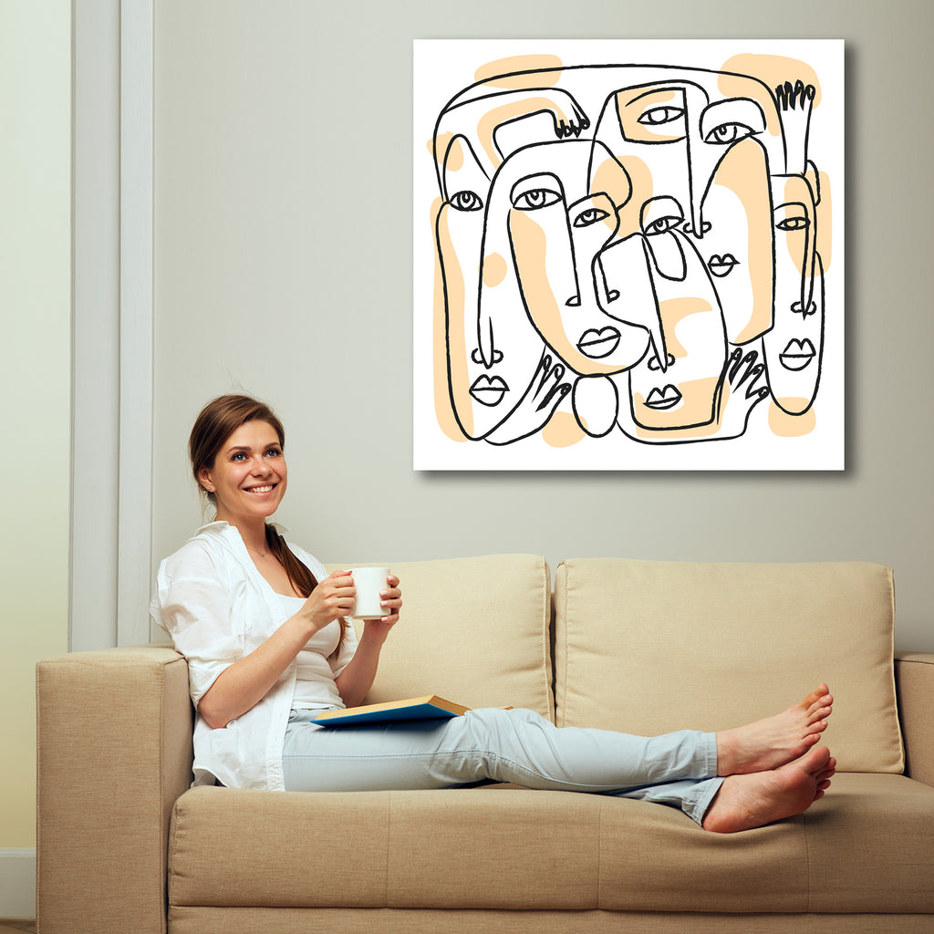 Abstract One Line Faces – Digital Art