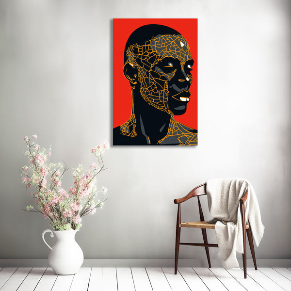 Abstract Man Portrait on Red