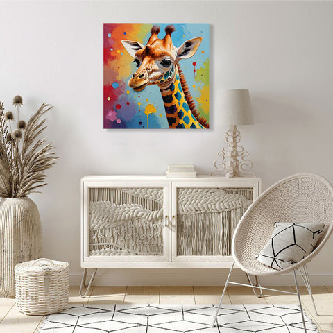 Multicolor Baby Giraffe, Kusama Inspired Art