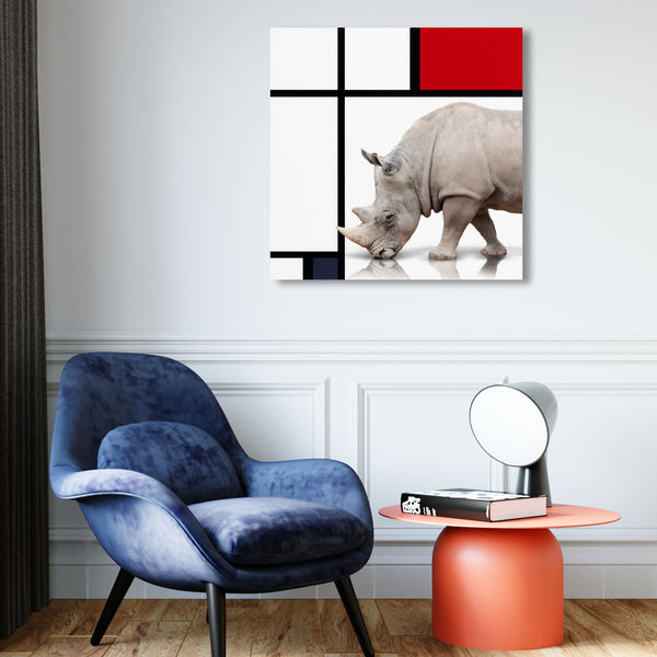 Rhinoceros, Mondrian-inspired Digital Art