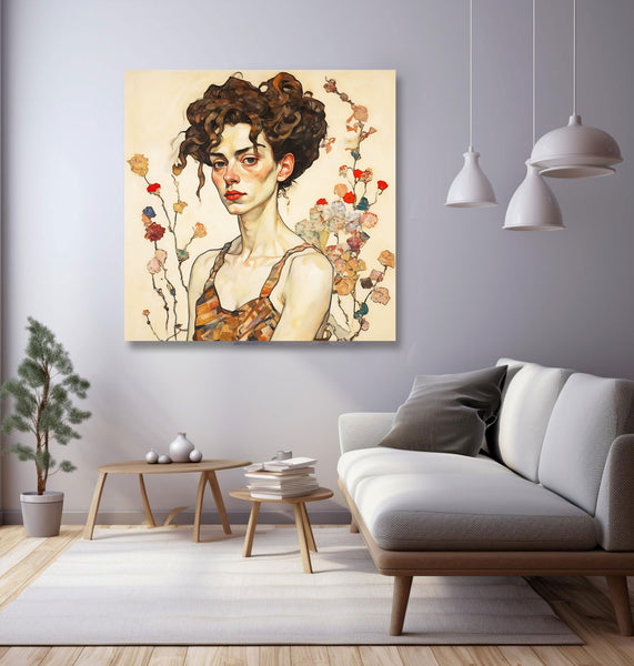 Egon SCHIELE Inspired Woman's Portrait